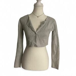 Brandy Melville Grey Cropped Cardigan 100% Cotton One Size